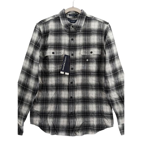 Lucky Brand Flannel Shirt S Black Plaid 7MS4000‎ Humboldt Woven Western Classic - Picture 11 of 11